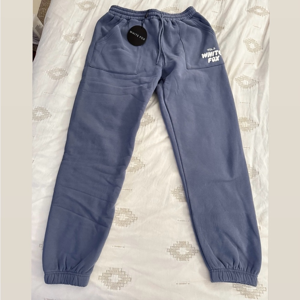White Fox Blue Sweatpants